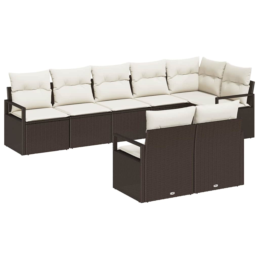 Garten-Sofa-Set mit Kissen mit Speicher 8 pcs Braun und Creme